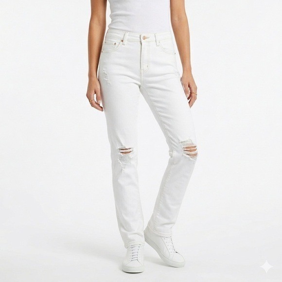 RACHEL Rachel Roy Denim - RACHEL Rachel Roy White Distressed Ankle Jeans 10/30